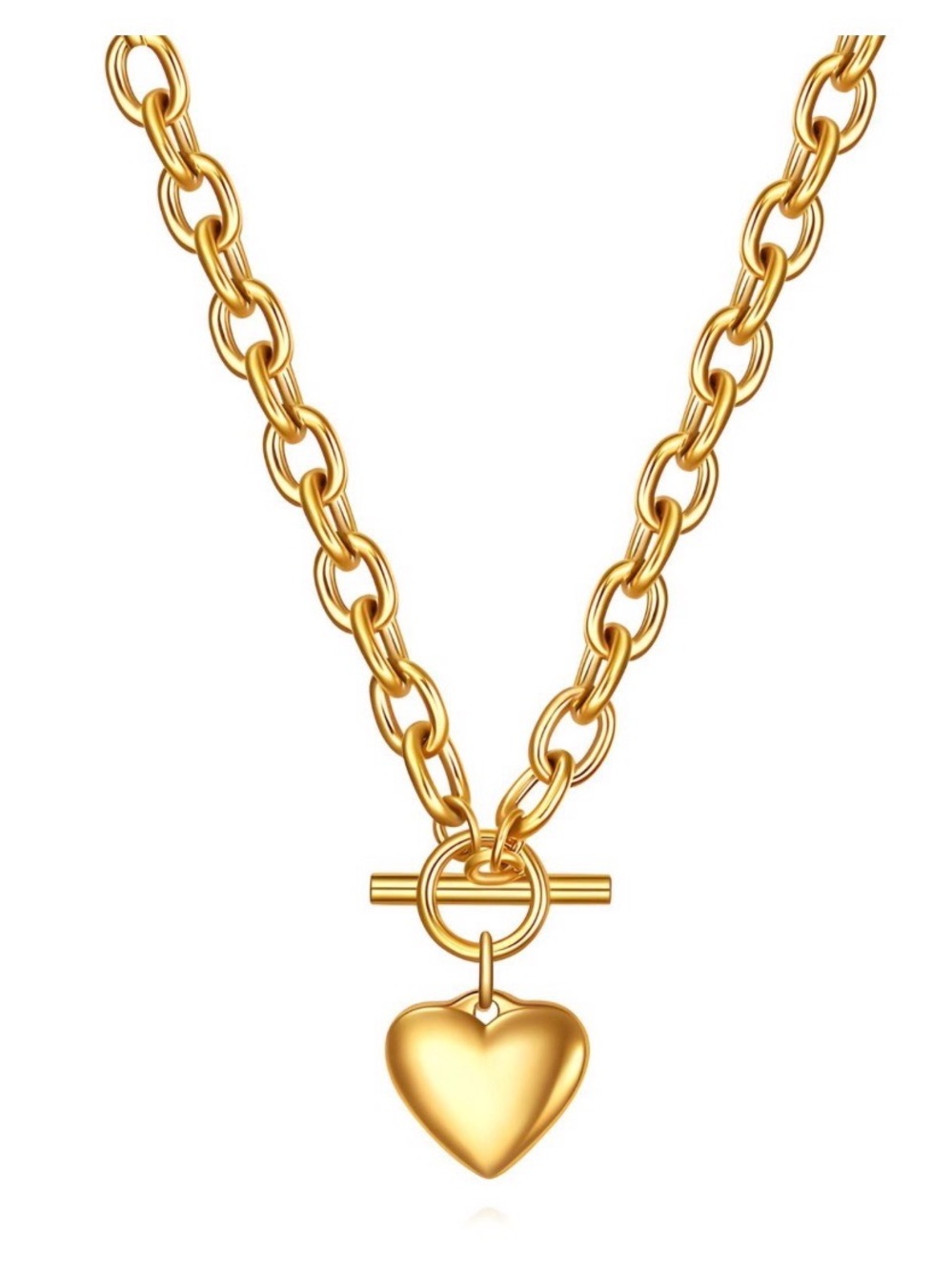 Gold Heart Toggle Pendant Necklace - Women Jewelry